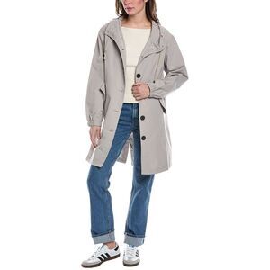 Rene Lion Womens  Long Rain Wind Jacket, Grey